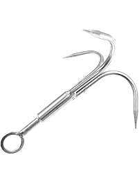 Long Buy 3-Claw Stainless Steel Outdoor Carabiner Grappling Hook/Climbing Claw/Aquatic Anchor Hook for Climbing, Hiking, Tree Limb Removal or Mountaineering Wild Escape