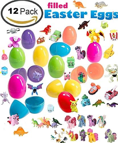 Filled Easter Eggs with Toys Figures (12 Pieces)