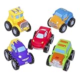 Elegant Baby Bath Time Fun Rubber Water Squirtie Toys In Vinyl Giftable Bag, Monster Truck Party