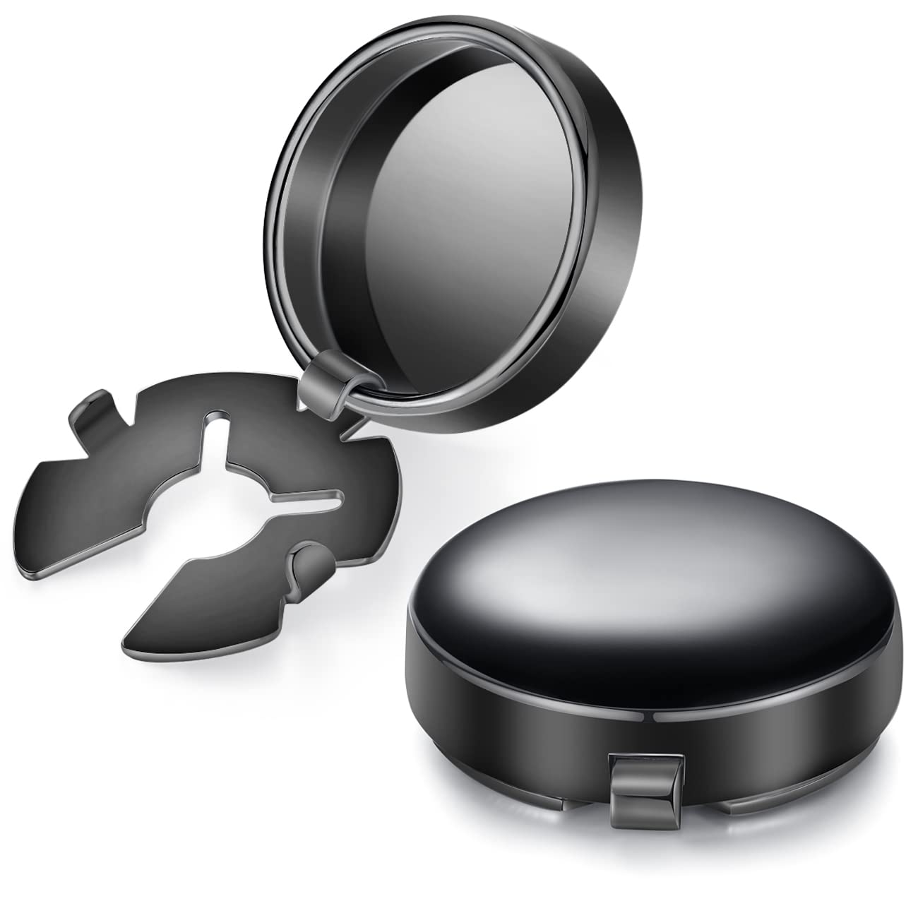 HONEY BEAR Cuff Button Covers Round White Sea Shell/Black Onyx Agate Stone Cufflinks for Mens Ordinary Shirt Wedding Business Gift Black