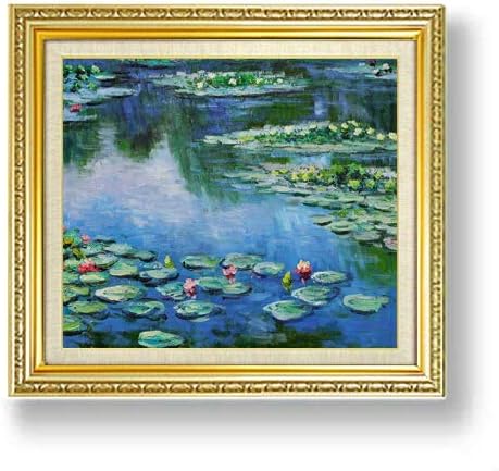 クロード モネ 睡蓮 5 F10 油絵直筆仕上げ 絵画 10号 複製画 ゴールド額縁 673 599mm クロード モネ 睡蓮 5 F10 油絵直筆仕上げ 絵画 10号 複製画 ゴールド額縁 673 599mm