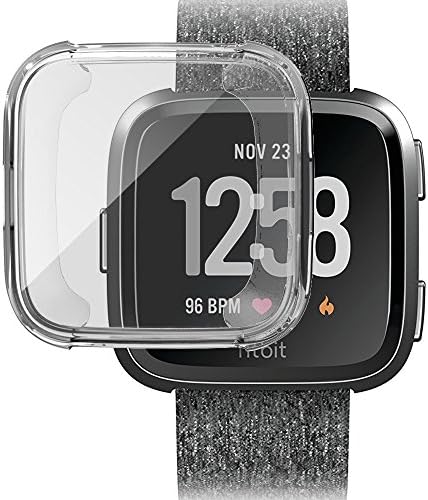 ToaPoia Fitbit Versa Case, Ultra-Thin HD Clear Soft TPU Cover Case [Scratch-Proof] All-Around Protective Bumper Screen Protector for Fitbit Versa Smart Watch