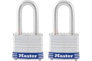Master Lock 3TLF Laminated Steel Padlock with Key, 2 Pack Keyed-Alike