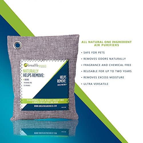 Breathe Green Bamboo Charcoal Bags Odor Absorber (3Pack) Activated