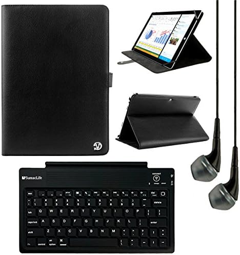 VanGoddy Arthur 8-inch Tablet Portfolio Case for Nuvision Tablets with Bluetooth Keyboard &amp; Black Headphones (Black)