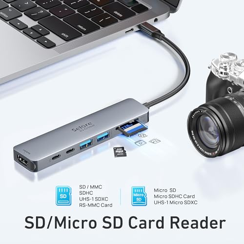 USB C Adapter, Selore USB C Hub HDMI 4K, USB 3.0 Ports, SD/TF Card Reading, 7-in-1 USB C Dock for MacBook Pro 2020 MacBook Air 2020 Huawei Matebook ChromeBook Pixel Tablet USB Type C