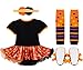 FEESHOW Baby Girls 1st First Halloween Costume Tutu Romper Party Outfits Fancy Dress up (0-3 Months, Orange Pumpkin)