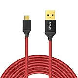 Anker 10ft / 3m Nylon Braided Tangle-Free Micro USB Cable with Gold-Plated Connectors for Android, Samsung, LG, HTC, Nexus, Sony and More (Red)
