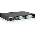 YuanLey 24 Port Gigabit PoE Switch with 2 Gigabit Ethernet Uplink, 1 SFP Port, 400W PoE+ Port Support 802.3af/at, Fanless Unmanaged Network Switch with AI Watchdog, VLAN, Extend to 300m, Super Quiet