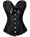Zanuce Women's Sexy Satin Boned Lace Up Overbust Plus Size Corsets Bustier Black X-large