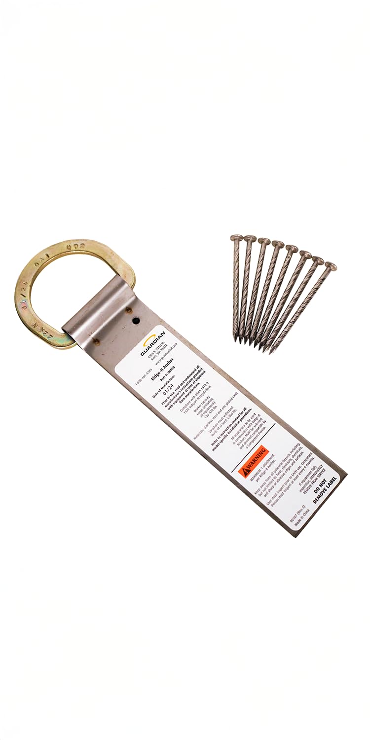 Photo 1 of ****Partial set***

Guardian Fall Protection 00500 RIDG-1 Single D-Ring Roof Anchor with Nails 11-Inch in Length and 1 D-ring, 9¾"
