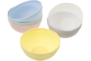 LALADEFIEE 6pcs Reusable Plastic Cereal Bowls Multipurpose Lightweight Dinnerware for Soup Salad Rice Family