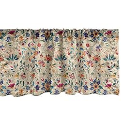Ambesonne Oriental Floral Window Valance Pack of