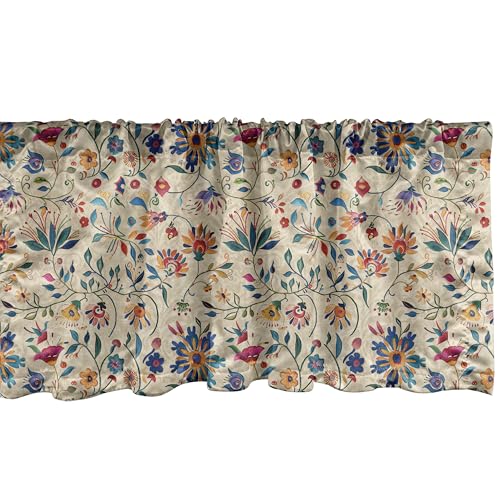 Ambesonne Oriental Floral Window Valance Pack of
