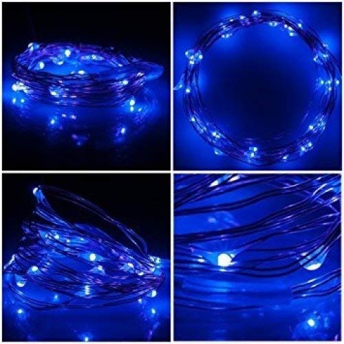 BOLWEO 10ft/3M 30LEDs LED String Light,Waterproof Copper Wire Battery Operated Fairy Lights for Home Halloween Bedroom Indoor Outdoor - Blue