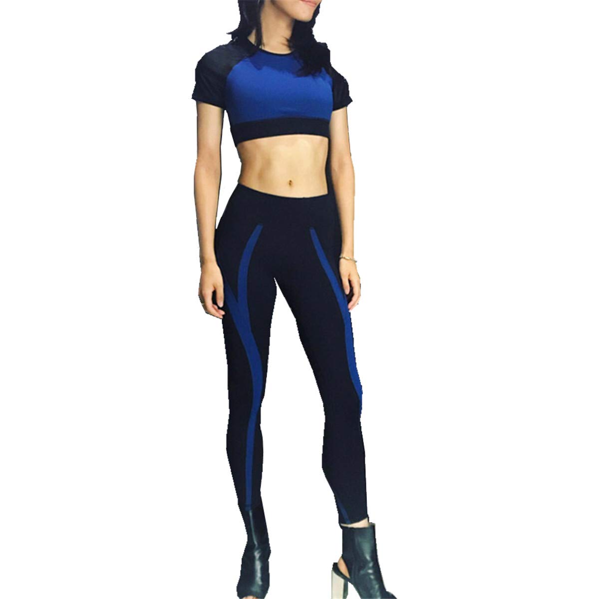 Ensemble Sport Femme 5 Pièces - Tenue Yoga Fitness Jogging Avec Soutien-Gorge Et Legging