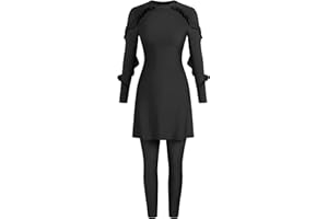 ZAFUL Women Modest Muslim Swimsuits Ruffle Full Coverage Islamic Arabic Burkini 2 Pieces Bathing Suit Black XXL