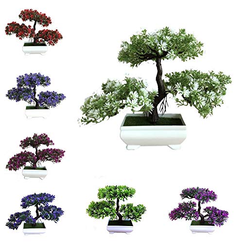 Artificial Potted Bonsai Tree For Decoration Zen Garden Decor Lijuan Qin Welcoming Fake Flower Green Plant Pine Trees Flower Potted Vase Desktop Display Home Decor Artificial Trees