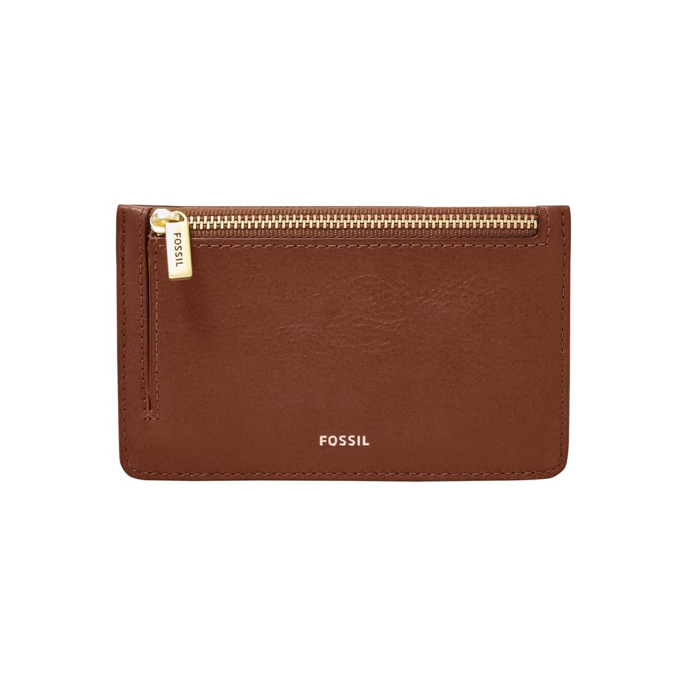 Fossil Wallet for Women Logan, Leather/Polyurethane Trim Card Case brown 13.8 cm L x 0.4 cm W x 8.5 cm H SL7925200