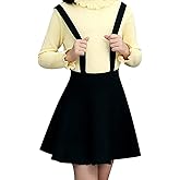 Raroauf Girl's Suspender Skirts Knit A-Line Flared Skater Skirt