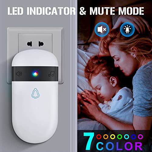 Gobikey Outdoor Wireless Doorbell, Waterproof Wireless Doorbell, 52 Melodies, 5 Volume Levels (0dB - 110dB) 150M Range, LED Indicators - No Battery Needed