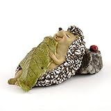Top Collection 4408 Miniature Fairy Garden & Terrarium Hedgehog Sleeping with Leaf Blanket Statue, Small