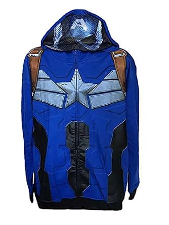 Captain America Blue Fleece Sweatshirt & Black Pant - Winter 2 Pcs Set