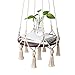 Mkono Hanging Shelf Macrame Plant Hanger Flower Pot Holder Boho Home Decor (with Wood Plate)