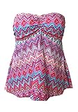 JadeRich Women's Plus Size Fashion Printing Strapless 2-Pieces Tankini Sets