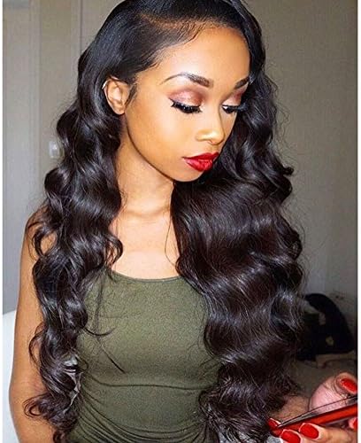 Addcolo Human Hair Silk Top Lace Front Wig 150% Density Body Wave Front Lace Wigs with Baby Hair (18 Inch)