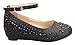 Olivia K Girl's Low Wedge Heel Ankle Strap Sparkly Rhinestone Shoes (Toddler/Little Girl)