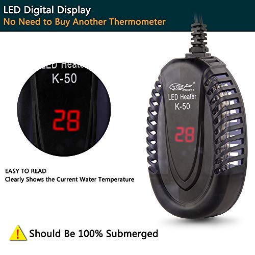 YCTECH Aquarium Heater (200Watt) with Intelligent LED Temperature Display for 20 to 35 Gallon Tank
