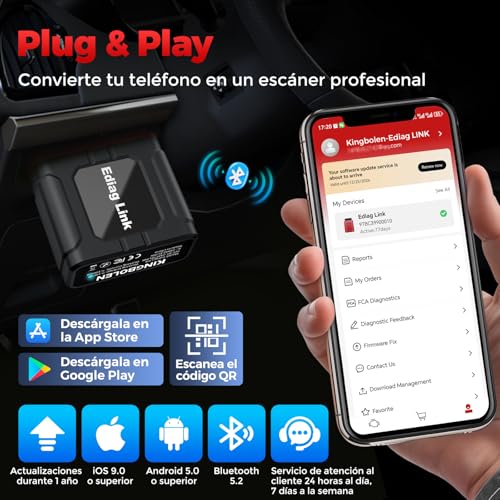 KINGBOLEN Ediag Link OBD2 Diagnosis Bi-Directional System Diagnosis Car Multi-brand, 10 Resets (Injector/TPMS/DPF/SAS/Oil/ABS/Brakes/ETS/EGR/BMS), Emission Check, Repair Guide