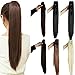 Claw Ponytail Extension Ombre Straight Jaw Ponytails Pony Tail Hairpiece Clip in Hair Extensions Real Natural as Human Synthetic Fibre for Women 145G Thick Long 21 inch dark brown