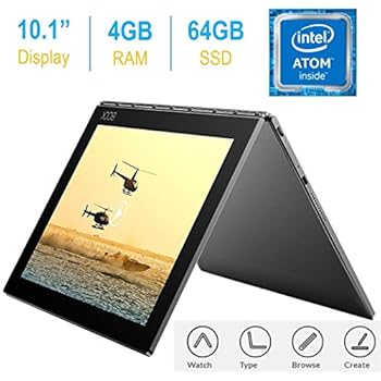 2017 Newest Lenovo Yoga Book 10.1" FHD Touch IPS 2-in-1 Convertible Tablet PC, Intel Atom x5-Z8550 1.44GHz, 4GB RAM, 64GB SSD, Bluetooth, HD Graphics, Android 6.0.1 Marshmallow OS- Gunmetal Grey
