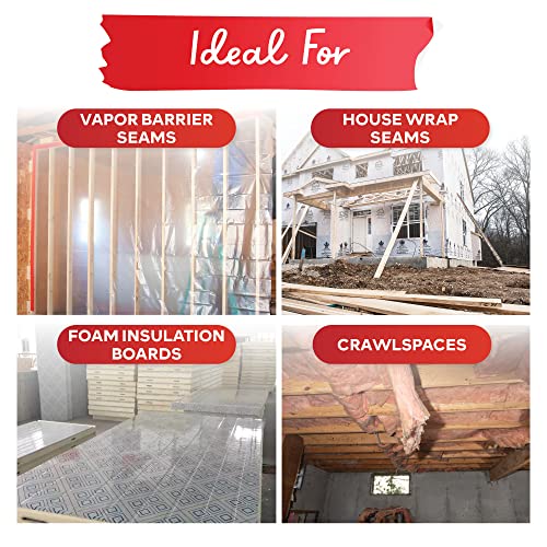 XFasten Construction Seaming Tape Red, 3" x 55 Yards, Building