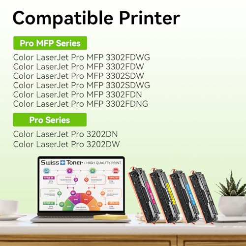 swiss toner 219X (with Chip) Compatible for HP 219X Toner Set for HP Color LaserJet Pro MFP 3302FDWG MFP 3302FDNG MFP 3302SDWG for 219A 219X W2190X W2191X W2192X W2193X