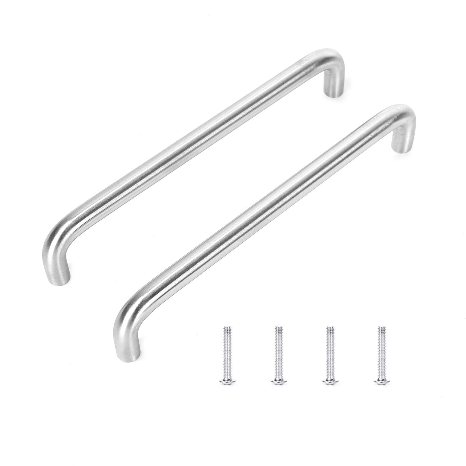 Ruimou 2Pcs Cabinet Pull ,Cabinet Hardware ,6.29''(160mm) Center to Center, Stainless Steel Solid Handles with Screws for Kitchen Cabinet,Furniture Drawer Pulls (Curved Type Silver Pulls)