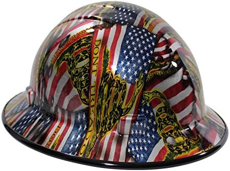 HardHatGear Custom Hydro Dipped Full Brim SIDE IMPACT Hard Hat in 'LIVE FREE/ DON'T TREAD ON ME' - Made in USA …