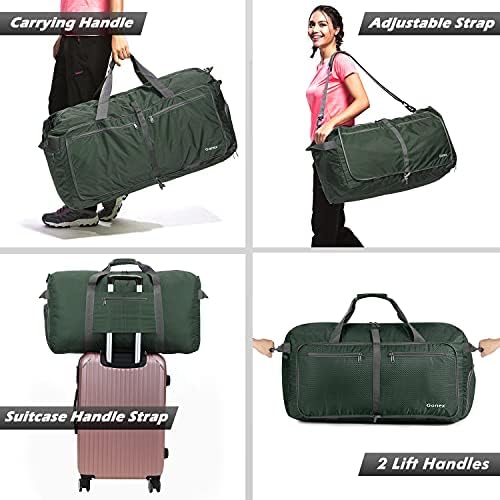 Gonex 100L Foldable Travel Duffel Bag for Luggage Gym Sports, Lightweight Travel Bag with Big Capacity, Water Repellent (Dark green) 8 Gonex 100L Foldable Travel Duffel Bag for Luggage Gym Sports, Lightweight Travel Bag with Big Capacity, Water Repellent (Dark green)