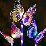 Solar Garden Lights-3 Pack Solar Stake Light Multi-Color Changing LED Garden Lights, Fiber Optic Butterfly Decorative Lights, Solar Powered Stake Light for Yard Decoration