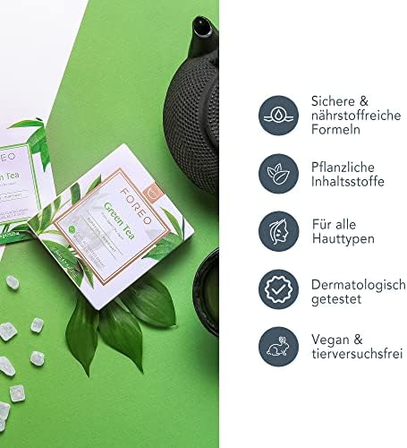 Green Tea UFO-aktivierte Gesichtsmaske für zu Unreinheiten neigende fettige Haut, 3er-Pack, reinigend, antioxidativ, Grüntee- & Ulmus-Extrakt, tierversuchsfrei, kompatibel mit UFO 2 & UFO