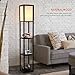 LED Shelf Floor Lamp - Albrillo Modern Standing Lamps for Living Room Bedrooms, Asian Wooden Frame, Tall Lights with Organizer Storage Display Shelves