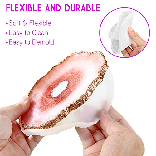 LotFancy Wine Rack Mold, Geode Coaster Molds for Resin Casting, with Gold Foil and Stirrers - DIY Silicone Epoxy Resin Molds for Glasses Holder, Faux Agate Slices, Home Décor