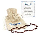 Amber Teething Necklace for Babies (Unisex) (Raw Cherry) - Anti Flammatory, Drooling & Teething Pain Reduce Properties - Certificated Natural Baltic Jewelry, Highest Quality, Less Teething Tablets