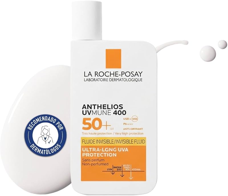 Protetor Solar La Roche Posay, FPS50+, Previne o Stress Oxidativo, Resistente à Água, Suor e Areia, Fórmula com Mexoryl 400, Fluido Invisível, Anthelios UV-MUNE 400, 50 ml