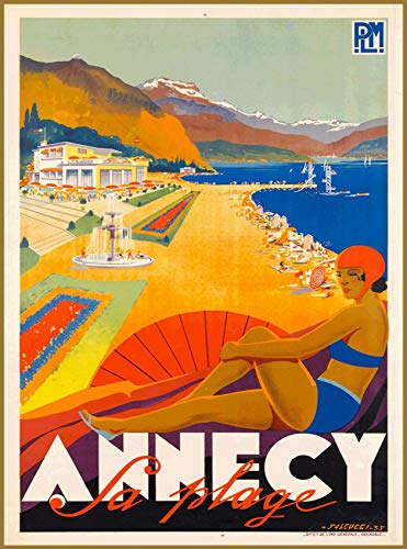 ABLERTRADE Abletrade Plaque en métal 20,3 x 30,5 cm Annecy La Plage Lake France Europe française Vintage Voyage publicité Poster Mural Plaue Decor Sign