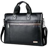 VICUNA POLO Men Briefcase Bag Business Bag Leather Laptop Bag Man Bag Handbag (black for 15.6inch)
