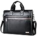VICUNA POLO Men Briefcase Bag Business Bag Leather Laptop Bag Man Bag Handbag (black for 15.6inch)