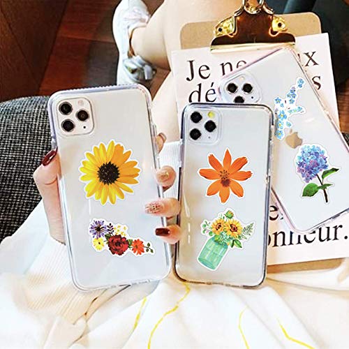 50 Pcs Flower Stickers Cute Waterproof Aesthetic Stickers for Hydroflasks, Adults, Teens, Students